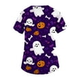 thumbnail image 3 of Knosfe Halloween Scrub Tops for Women V Neck Scary Pumpkin Ghost Casual Scrubs Short Sleeve Horror Spider Bat Fall Nurse Uniform Purple 3XL, 3 of 5