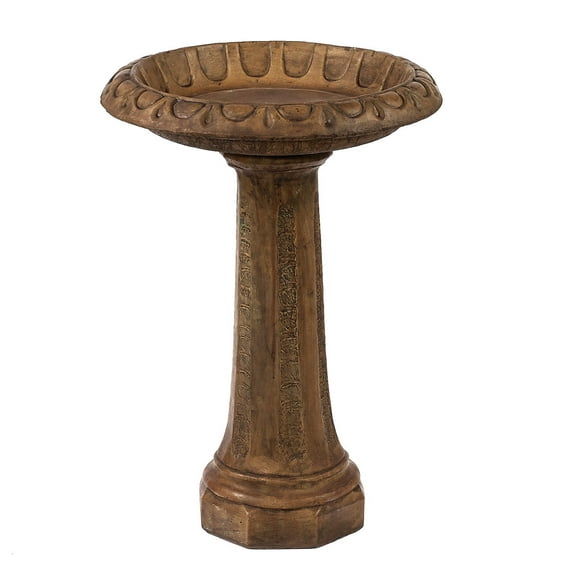 Solid Rock Stoneworks Tear Drop Birdbath - Espresso - 23" Tall x 19" Diameter