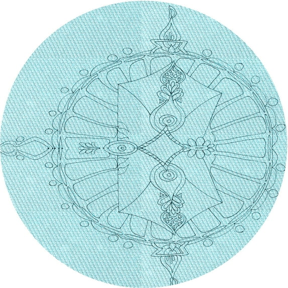 Ahgly Company Indoor Round Patterned Blue Diamond Blue Area Rugs, 6' Round