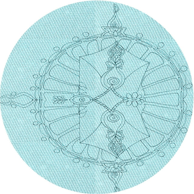 Ahgly Company Machine Washable Indoor Round Transitional Blue Diamond Blue Area Rugs, 3' Round