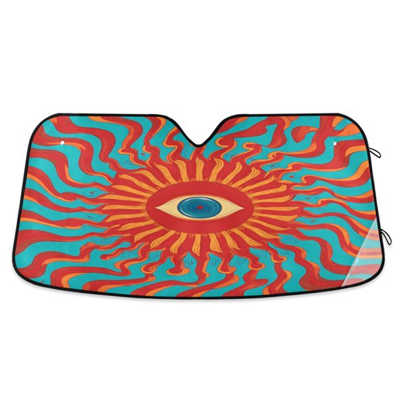 Iauyy Foldable Windshield Sun Shade for Cars, Interior Sun Protection for car UV Protection for Sedan/SUV/Truck, (S/M/L) Vortex Pattern
