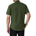 thumbnail image 5 of Mens Button Down Shirt Short Sleeve Dress Shirts Inner Contrast Business Pocket Shirt Green, 5 of 6
