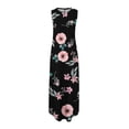 thumbnail image 4 of up to 60% off Gifts Usmixi Womens Dresses Sleeveless Round Neck Floral Print Casual Maxi Summer Dress with Pocket Loose Side Slit Beach Boho Tank Long Dresses Pink XL Up to 65% off, 4 of 5