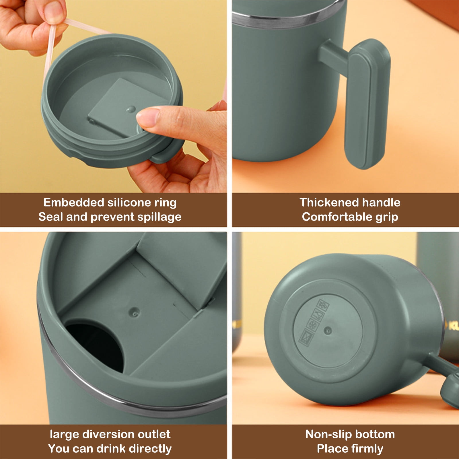 Yoloke Stainless Steel Vacuum Insulated Tumbler Home Office Espresso Coffee Cups with Lid and Handle Drinking Mug