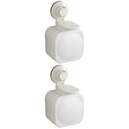 Set of 2 Liquid Soap Pump Wall Mounted Dispenser Velvet Fillable Gel White