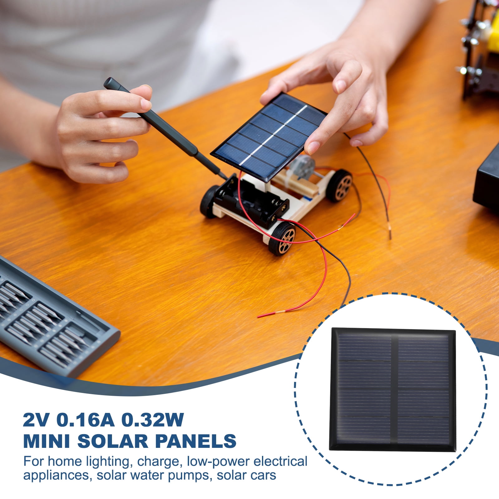 10PCS 2V 0.32W 0.16A Mini Solar Panels for Solar Power, Small Solar Photovoltaic Cells Charge, 2.36" x 2.36"