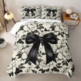 thumbnail image 2 of Manfei Black Ribbon Bowtie Twin Quilt Set for Girls,Chic Floral Vintage Flowers Twin Coverlet Set for Teens Female, 2 of 7