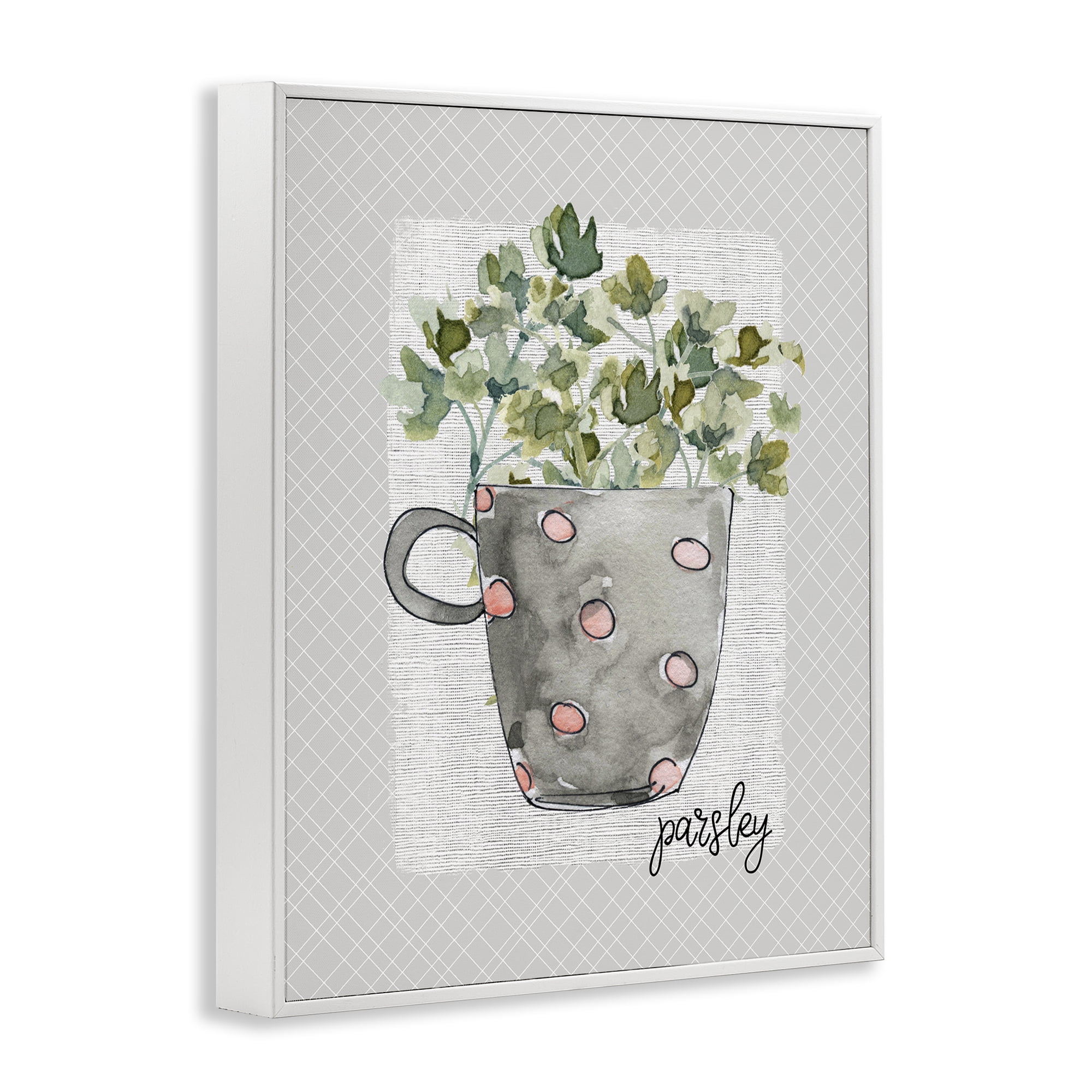 Stupell Industries Parsley Herb Mug White Framed Giclee Art, design by Livi Finn