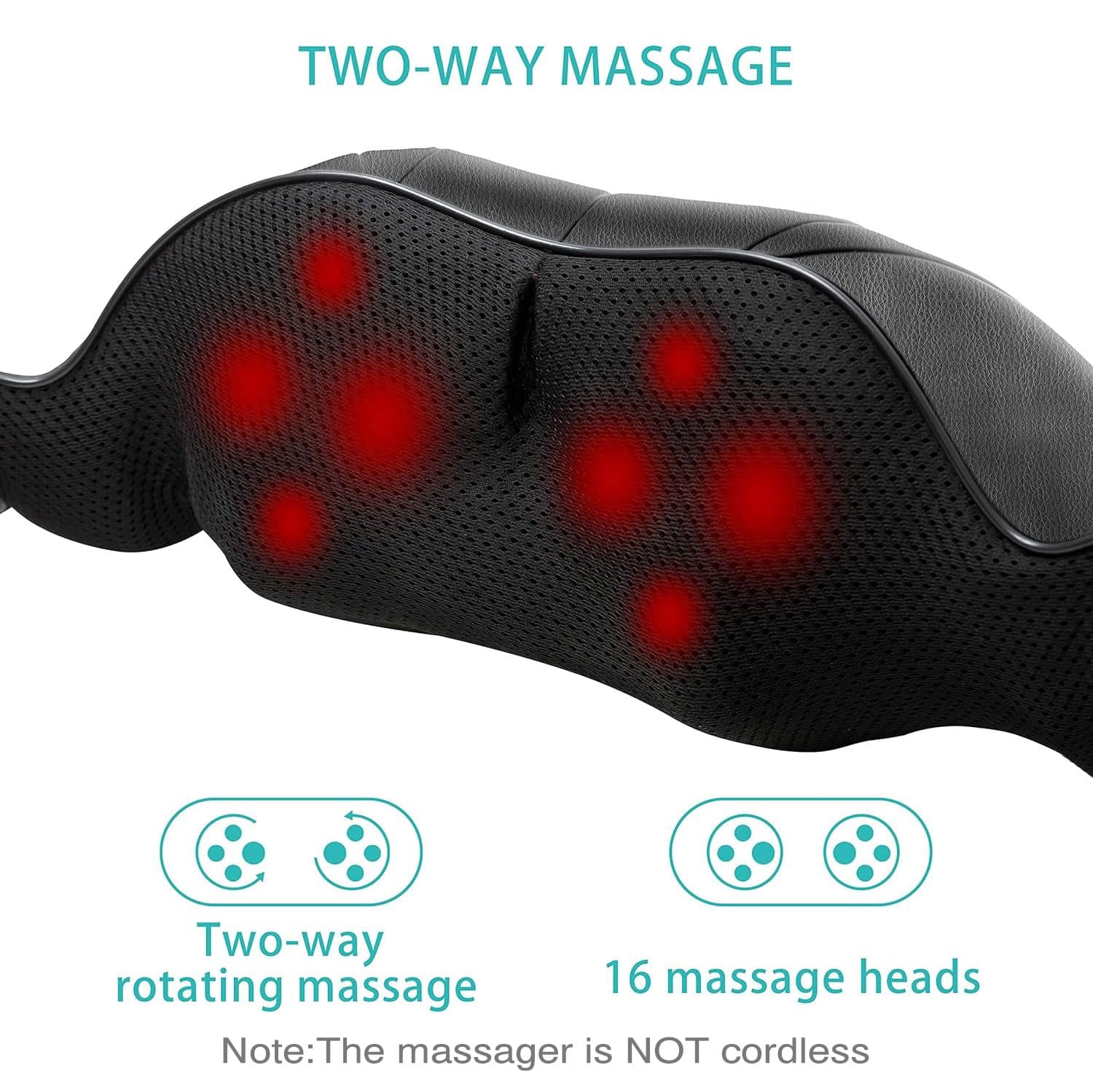 AERLANG Shiatsu Neck and Shoulder Massager, Back Massager with Heat Deeper Tissue Kneading Massage for Shoulder, Neck and Back Massage Electric Massagers-Fathers Day Gift Ideas (NOT Cordless)