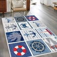 thumbnail image 4 of Area Rug 48×72in, Nautical Anchor Swim Rings Compass Floor Carpet Living Room Rug, Retro Ocean Starfish Whale Non-Slip Welcome Mat Indoor Rugs for Bedroom Dining Room, 4 of 9