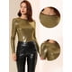 thumbnail image 2 of Camisa de manga larga Allegra K Disfraz de navidad brillante metálico brillante Oro negro XL, 2 of 5