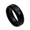 thumbnail image 2 of Men Women Titanium Wedding Band Ring 8mm Multi Grooved Black CZ Ring, 2 of 3