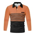 thumbnail image 3 of SNOWSONG Mens Long Sleeve Shirt Men's Fashion Spring & Autumn Casual Buttoned Long Sleeve Polo Shirt Tops, Polo Shirts for Men, Mens Tops, Button Down Shirt 1PC Shirt Orange L, 3 of 3