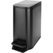 Small Bathroom Trash Can with Lid Soft Close, Step Pedal, 6 Liter / 1.6 Gallon Stainless Steel Garbage Can with Removable Inner Bucket, Anti-Fingerprint Finish (Matt Black)