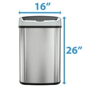 SensorCan Automatic Touchless Sensor Trash Can with AC Adapter, Stainless Steel, 13 Gallon