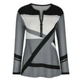thumbnail image 3 of Moocorvic Long Sleeve Shirts for Women Casual Print Loose Three Quarter Sleeve Round-Neck Tops, 3 of 5
