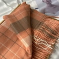 thumbnail image 4 of Yuanlong Winter Scarves Clearance Classic Checkered Thick Fringe Warm Shawl Wraps For Cold Weather Capes Scraf One Size, 4 of 6