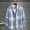 Blue, variant on Men's Casual Plaid Turn-down Collar Long Sleeve Shirt Button Down Loose Blouse Coat