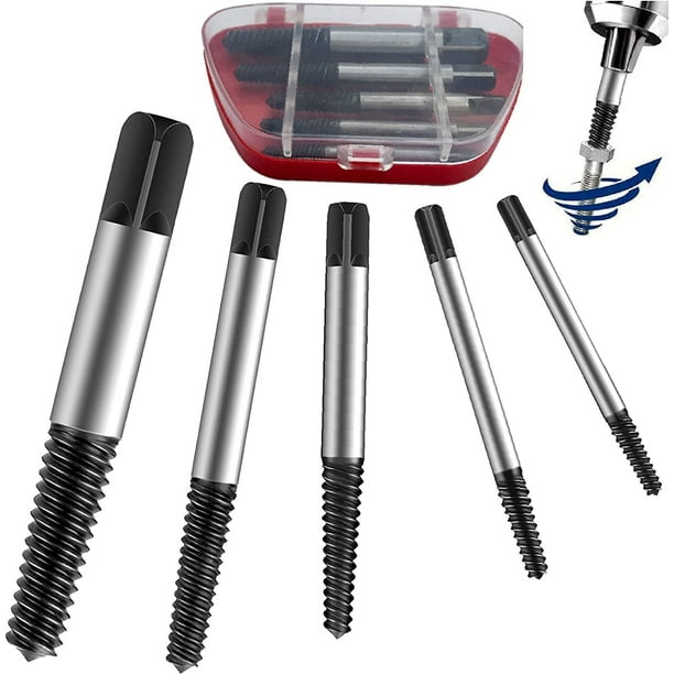 5 extractores de tornillos dañados, puntas extractoras de tornillos rotos de 3 mm a 18 mm, destornillador pelado, extractores helicoidales, elimina fácilmente tornillos o pernos de tuercas rotas
