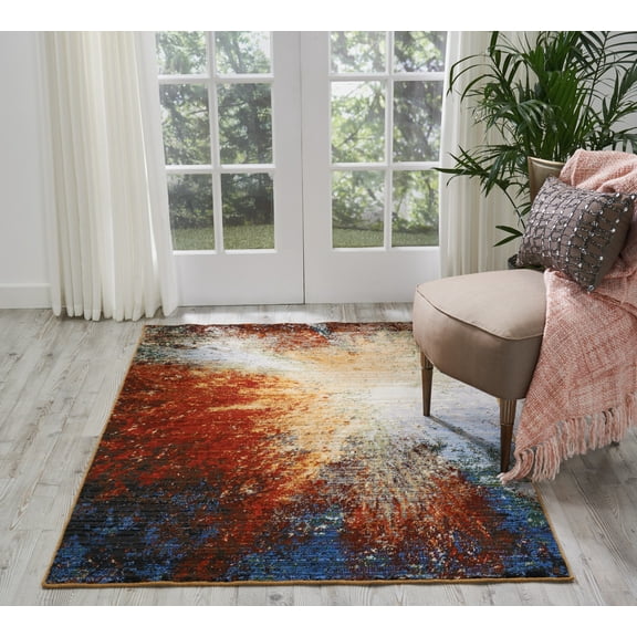 Nourison Chroma Colorful Abstract Red Flare 4' x 6' Area Rug, (4x6)