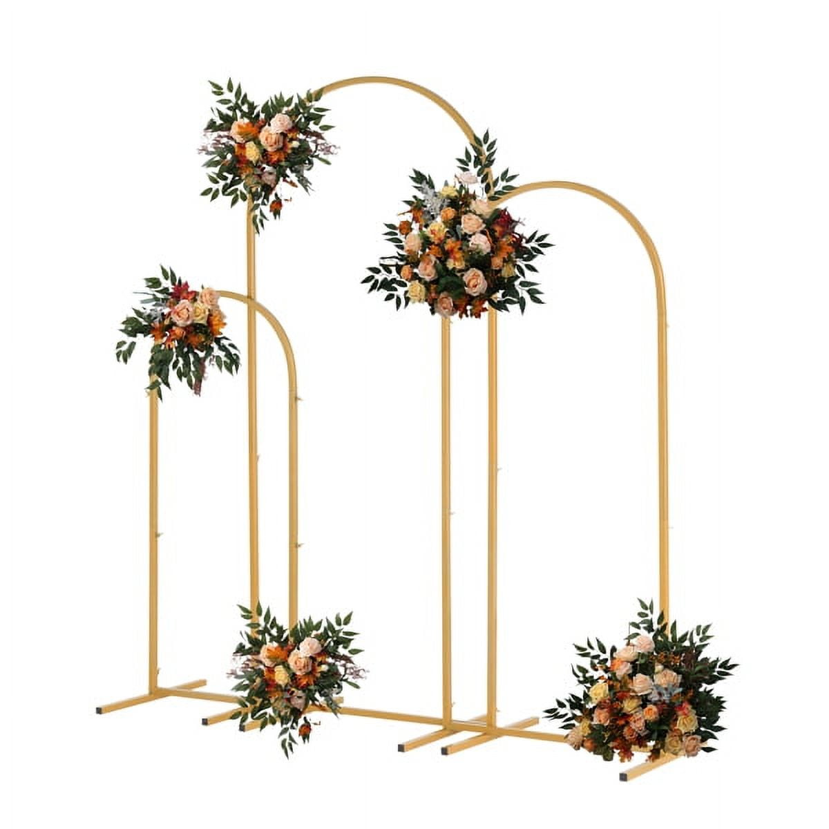 3-Piece Gold Wedding Arch Set, Iron Art Ceremony Arch Backdrop Stand 5.9ft 4.9ft 3.9ft for Indoor Outdoor Wedding Party Decor