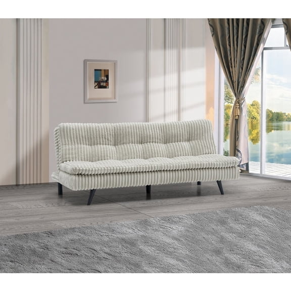 Modern Corduroy Futon Sofa Bed with Plush Tufted Pillow Top, Convertible Living Room Sofa Bed, Dark Brown