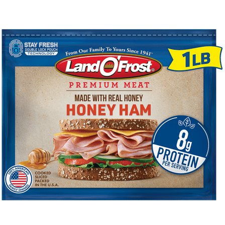 Land O'Frost Premium Sandwich Sliced Fresh Deli Lunch Meat, Honey Ham, 1 lb Resealable Pouch