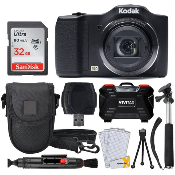 Kodak PIXPRO FZ152 Digital Camera + 32GB Card + Monopod + Accessories