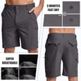 thumbnail image 3 of FEN AI Men Outdoor Casual Shorts Expandable Waist Quick Dry Cargo Fishing Short Water Resistant Lightweight Workwear Grey, 3 of 9