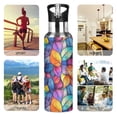 thumbnail image 7 of Yayeee 20oz Insulated Water Bottle Double Wall Stainless Steel with Flip Straw Lid, Colorful Leaves, 7 of 7