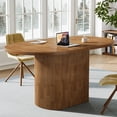 thumbnail image 3 of Tribesigns Oval Conference Table 47.24 Inches for 4 People, Rustic Wood Meeting Table with Polygon Base, Small Office Desk for Break Room, Seminar, Brown, 3 of 9
