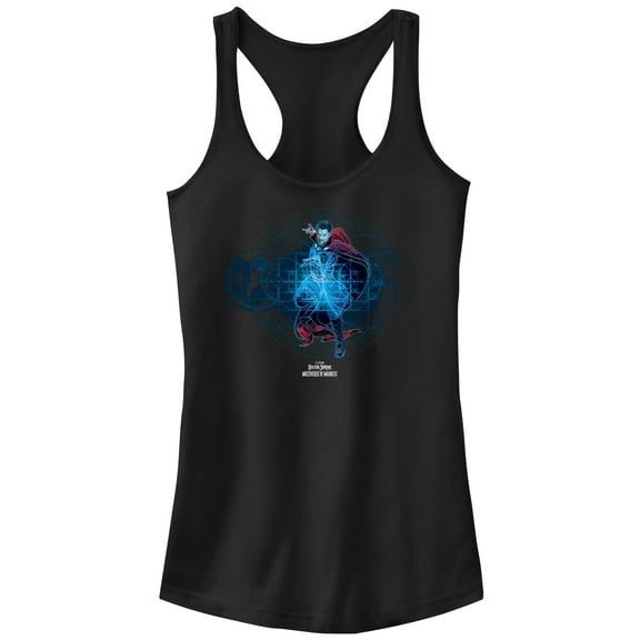 Junior's Marvel Doctor Strange in the Multiverse of Madness Neon Strange  Racerback Tank Top Black 2X Large