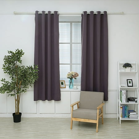 Purple Velvet Curtains Drapes Triple Weave Thermal Insulated Blackout Grommet Window Curtain 53