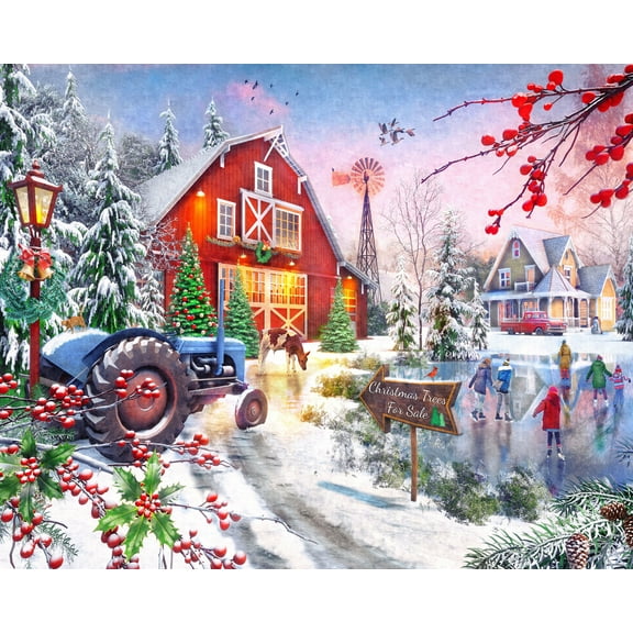 Vermont Christmas Company Christmas Skaters Jigsaw Puzzle 1000 Piece