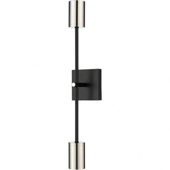 2 Light Wall Sconce in Architectural Style-24 inches Tall and 4.5 inches Wide-Mate Black/Polished Nickel Finish Bailey Street Home 372-Bel-4652218