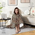 thumbnail image 4 of Wearable Blanket,Brown and Black Leopard Print Hooded Wearable Flannel Blanket for Adults & Teens,Winter Poncho Shawl Wrap Cape Cozy Anti-Pill,60"x80", 4 of 5