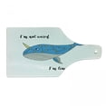 thumbnail image 1 of Narwhal Cutting Board, Hand Drawn Blue Cartoon Whale with Star Motifs and Words, Decorative Tempered Glass Cutting and Serving Board, Wine Bottle Shape, Azure Blue Grey Yellow, by Ambesonne, 1 of 1