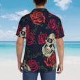 thumbnail image 4 of Kll Men'S Hawaiian Shirt Short Sleeve Button Down Beach Shirts-Roses Skulls, 4 of 7