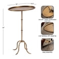thumbnail image 5 of Kate and Laurel Bajoria Vintage Metal Oval Drink Table, 16 x 11 x 24, Antique Brass, Traditional Oval Side Table with Decorative Base for Indoor Plant Stand or Antique Bedroom Nightstand, 5 of 9