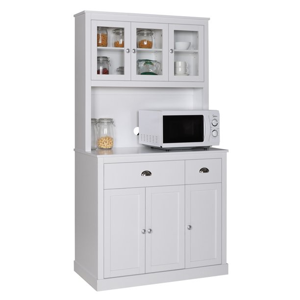 VEIKOUS 70'' Kitchen Pantry Storage with Microwave Stand and