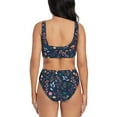 thumbnail image 3 of Kdxio Colorful Flowers Print Women's 2 Piece High Waisted Wrap Spaghetti Strap Summer Swimsuit Bikini Set-, 3 of 7