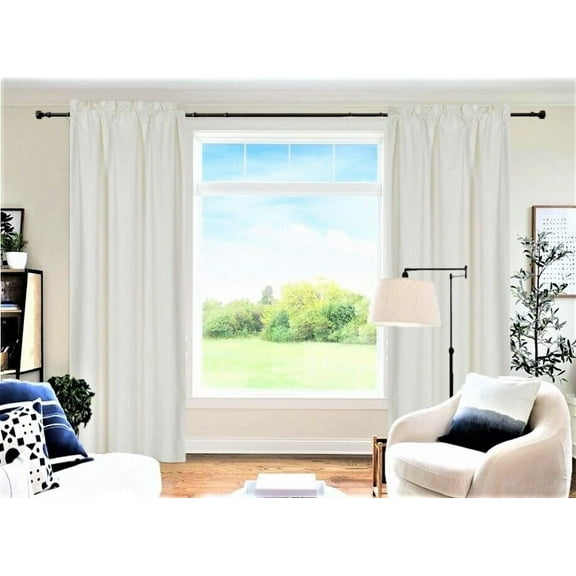 1 PAIR R64 ivory blackout elegant lined thermal lined window treatment matte solid color rod pocket easy to hang 35" wide x 84" lenght each panel