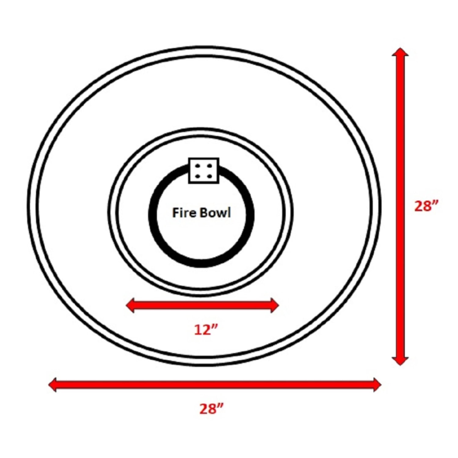 E-Western 9-Inch High x 28-Inch Wide Fiber Reinforced Concrete Outdoor Fire Pit for Garden Patio Maintenance and Camping