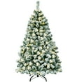 thumbnail image 1 of Costway 135 cm Árbol de Navidad Artificial Pino Nevado Iluminado con Bisagra 200 Luces Led Base Plegable de Metal, 1 of 7