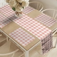 thumbnail image 2 of Ambesonne Checkered Table Runner & Placemats, Countryside Picnic, Placemat 4 pcs + Runner 14"x72", Pale Peach and White, 2 of 2