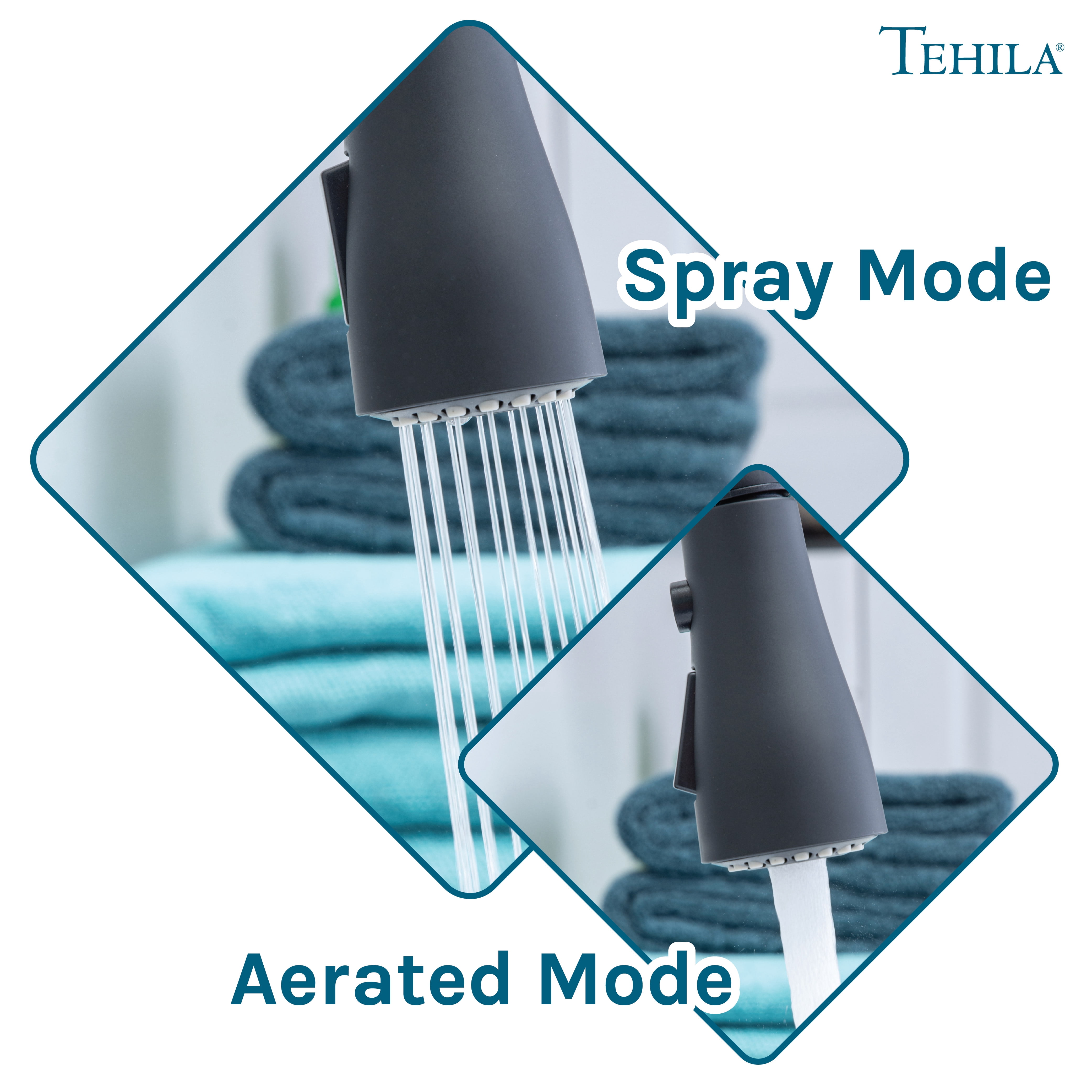 TEHILA Space Saver 16 Gallon Grey Utility Sink with Black Pull-Down Faucet with Pause Mode