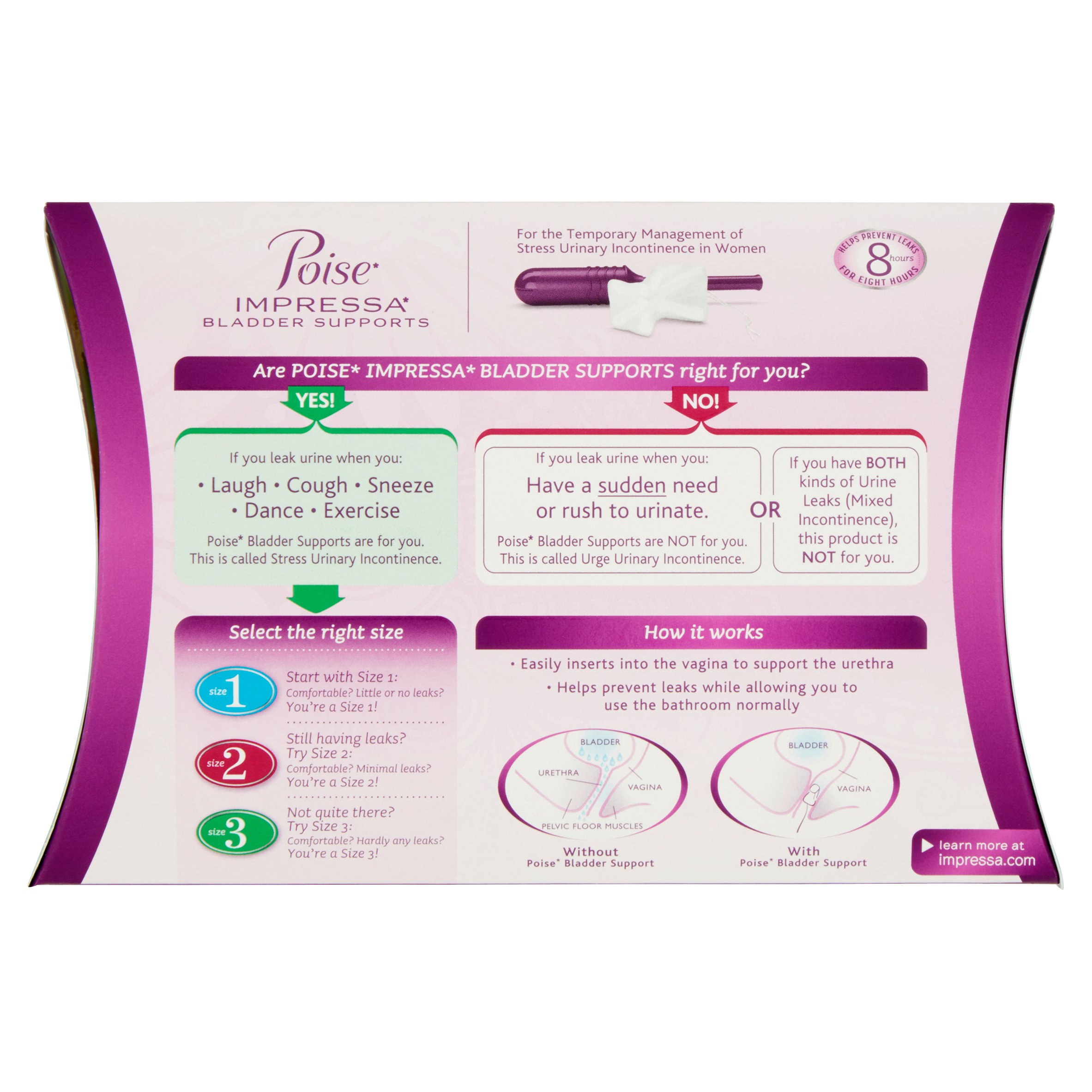 Poise Impressa Bladder Supports Sizing Kit 6 Count Walmart Com Walmart Com
