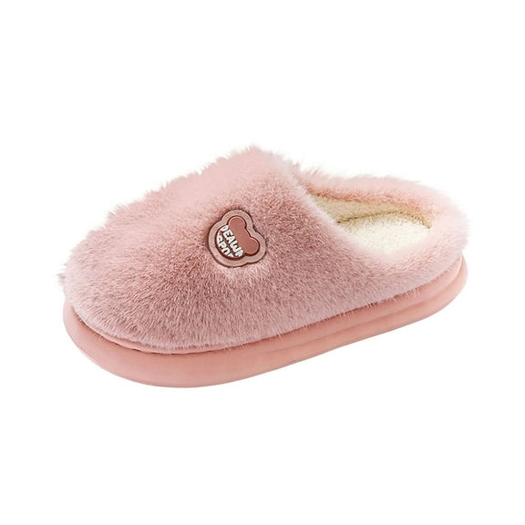 Wensltd Women Winter Fuzzy Slippers Red Indoor Cozy Soft Memory Foam House Slipper for Women