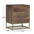 thumbnail image 7 of Vintage Farmhouse Nightstand - Antique Rustic Style with 3 Drawers, Solid Mango Wood & Gold Trim, Easy Assembly, 7 of 7