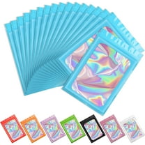 100 PCS Holographic Resealable Bags, Stand Up Pouch Foil Bags for Spice, Food, Flour, Sweets Packaging, Heat Seal Bags (Blue, 2.4 * 3.9inch)